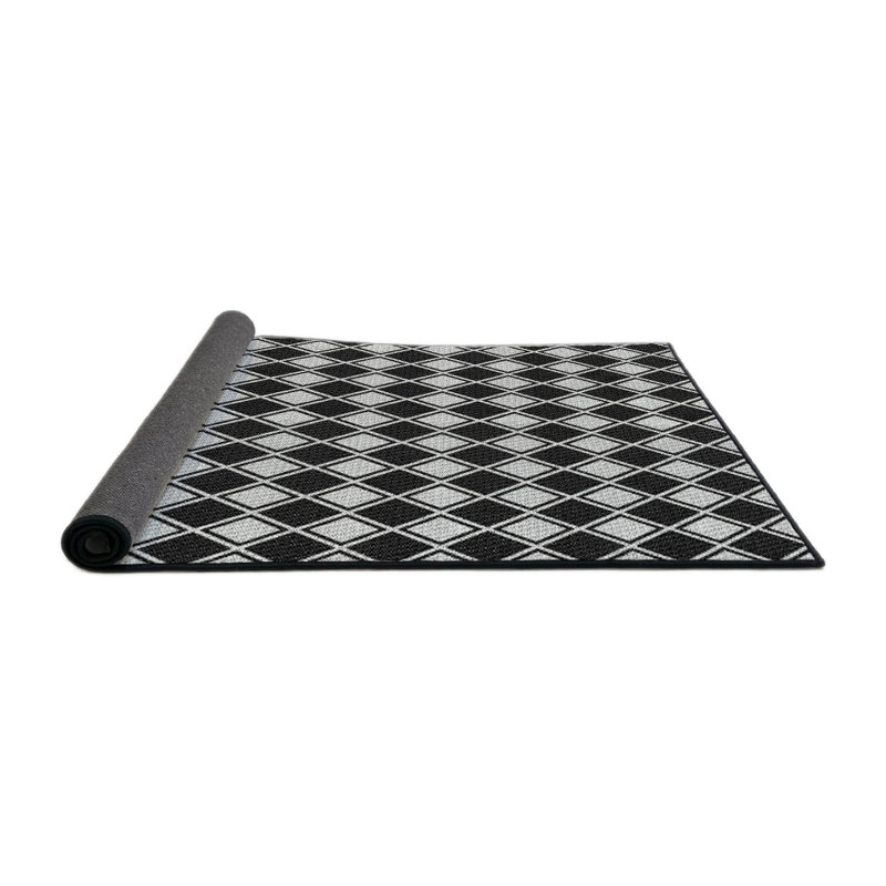 Tapis noir/gris à motifs, Rond 5 pi