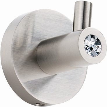 Swarovski Crystal Single Robe Hook, Satin Nickel