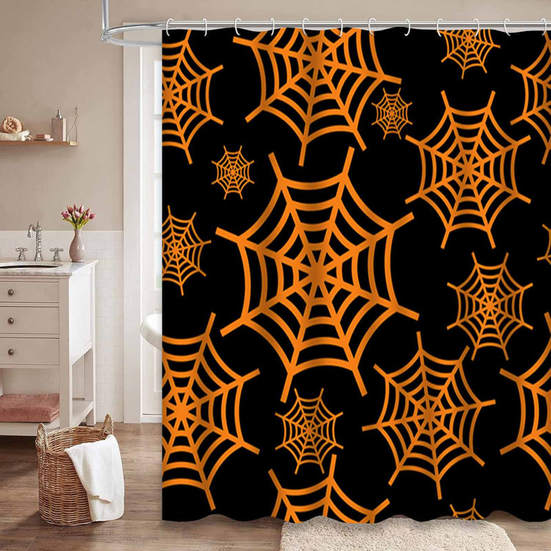 Rideau de douche orange orange avec 12 crochets, L 72 po x l 72 po