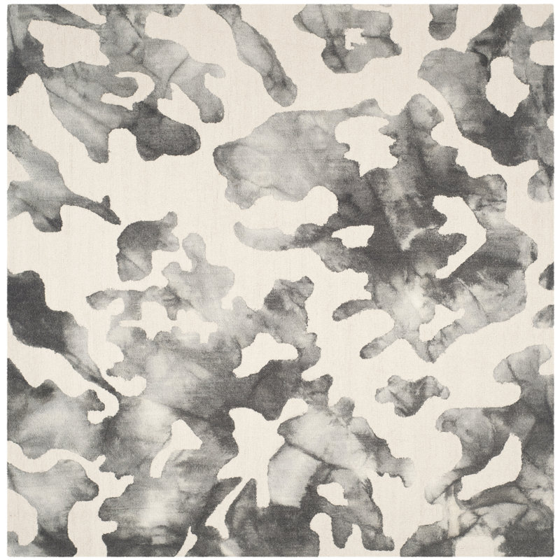 Falmer Hand Tufted Wool Camouflage Rug, Square 7'