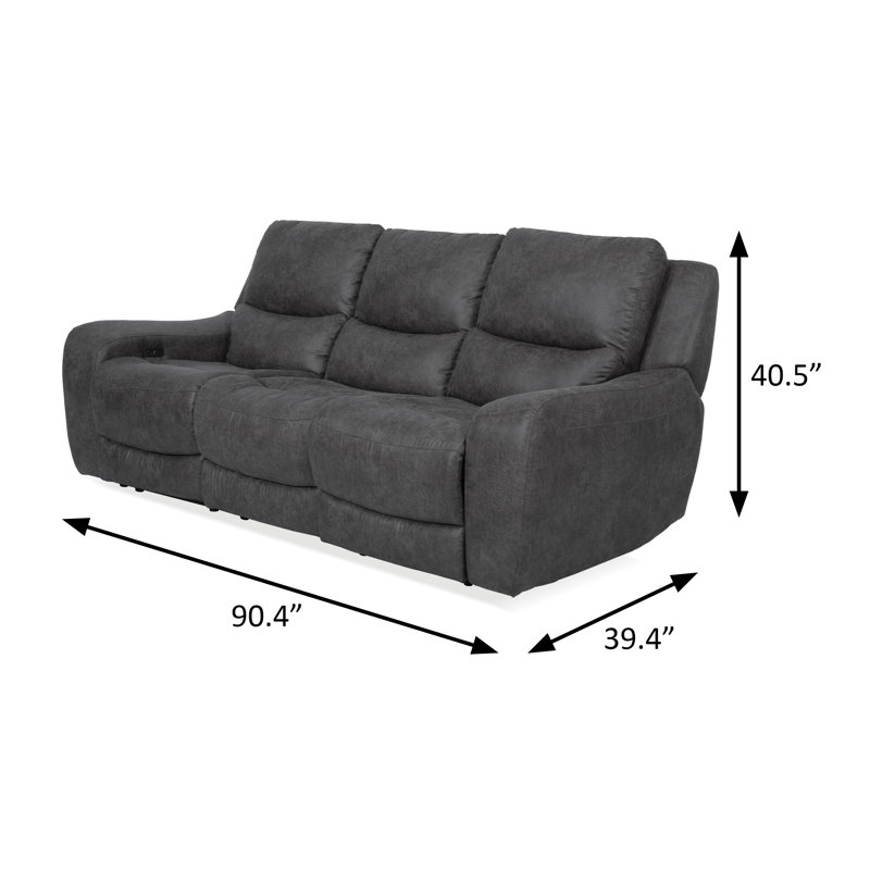Canapé électrique contemporain gris foncé 90,4 po, Gris foncé