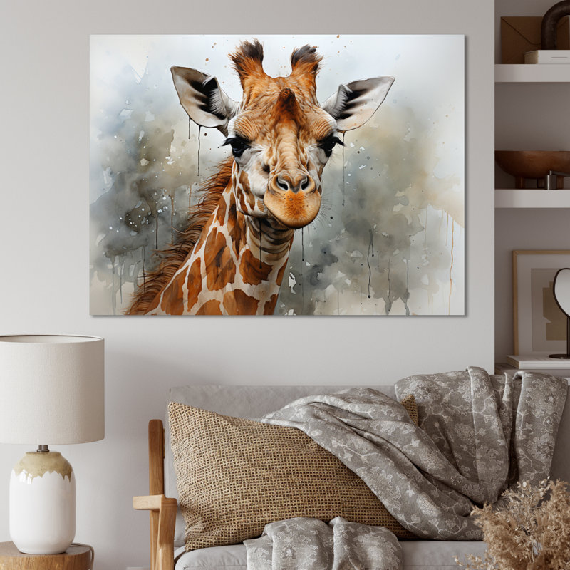 Décoration murale élégante girafe Krithi, Toile tendue, H 12 po x l 20 po x P 1 po