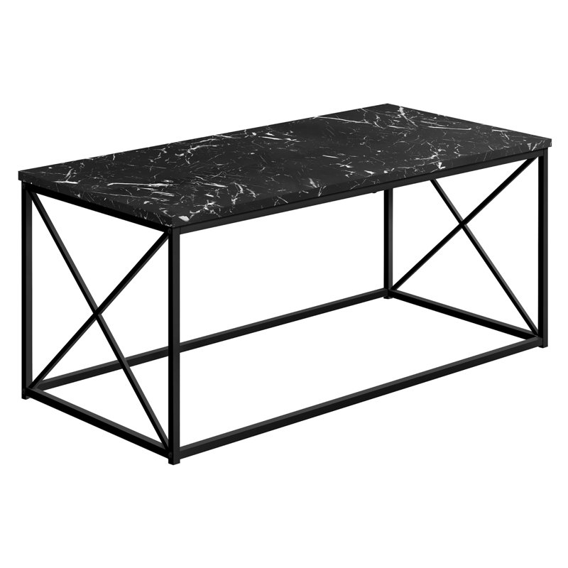 Table de salon en marbre noir avec structure en métal massif et base d'écurie moderne moderne