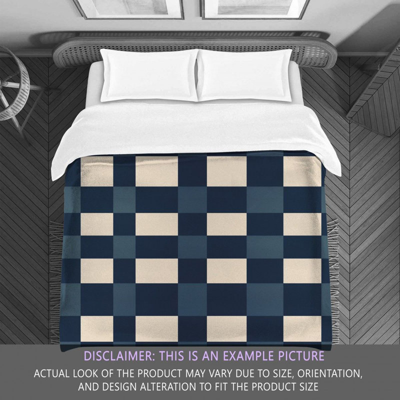 Machine Printed Comforter, King Comforter, Navy/White Checkered