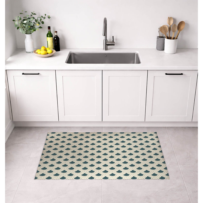 Tapis de cuisine à pois, Rectangle 3' x 5', Dusty Aqua Geometric