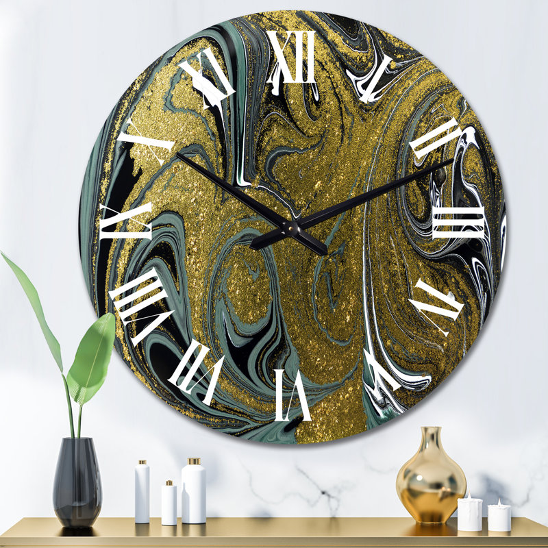 Horloge murale moderne bleue et dorée, Moyen