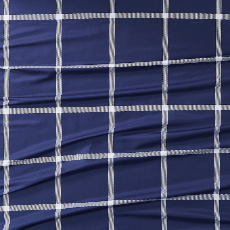 Truly Soft Printed Windowpane Percale Ring Stitch Plaid Comforter Set, Full/Double Comforter + 2 Shams, White/Navy