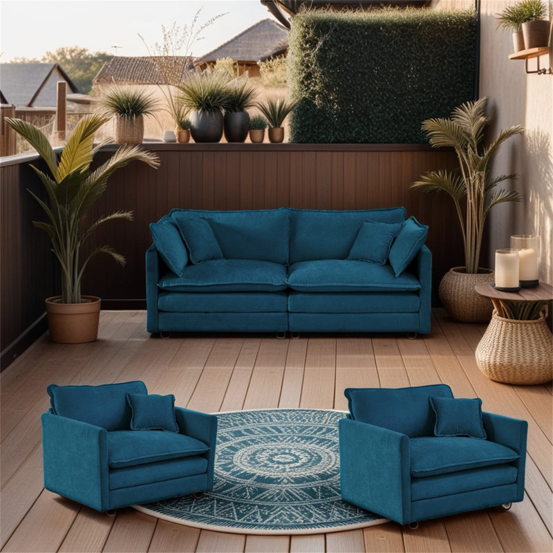 Canapé 70 po, Chenille bleu