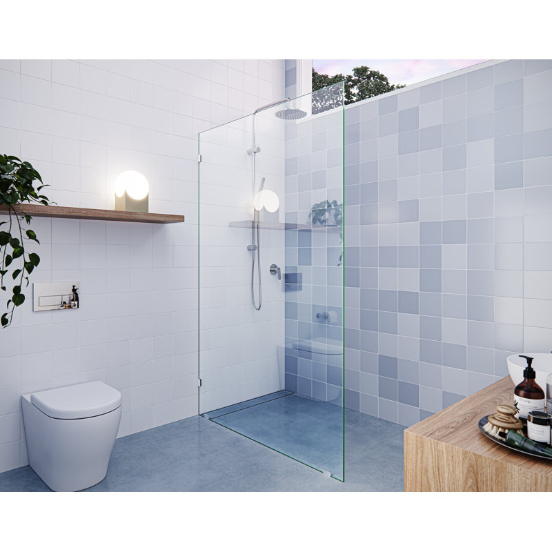 Vela 49 in. x 78 in. Fully Frameless Single Fixed Shower Panel, Polished Nickel