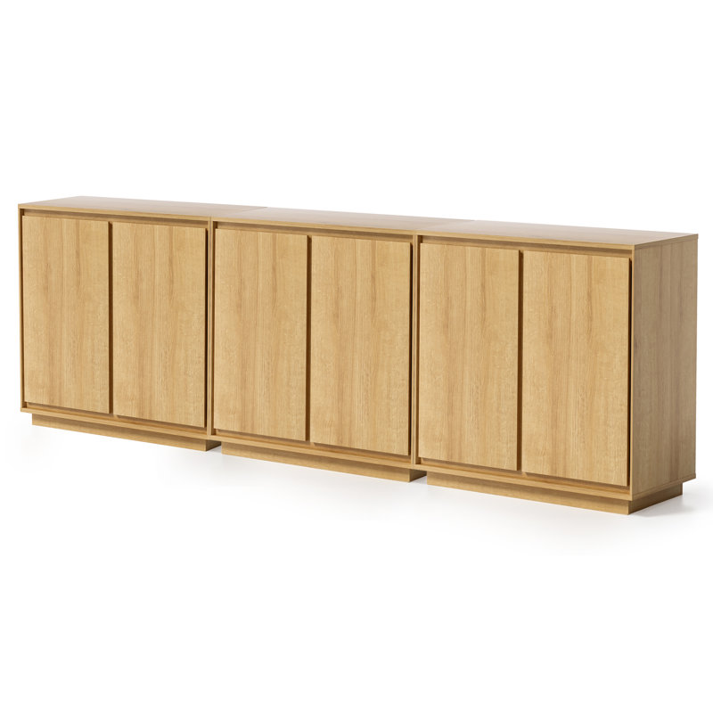 Sideboard Accent Cabinet With Adjustable Shelves, 3, Oak