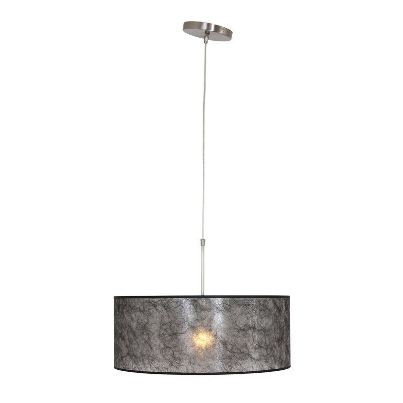 Seymore 1 - Light Matt Brushed Nickel Drum Pendant, Light Grey