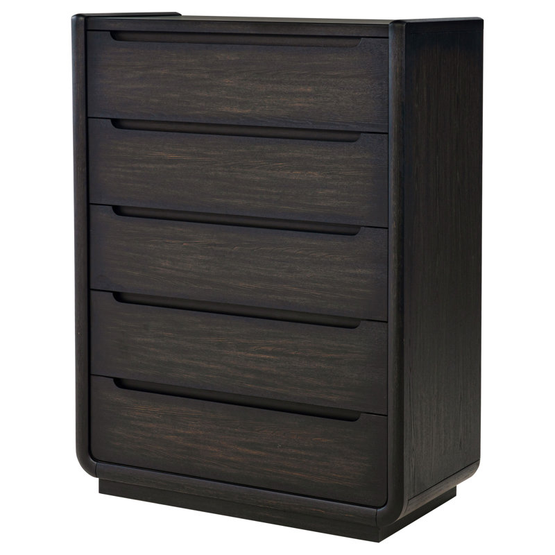 Commode de chambre à coucher à 5 tiroirs Leandro - Noir bruni