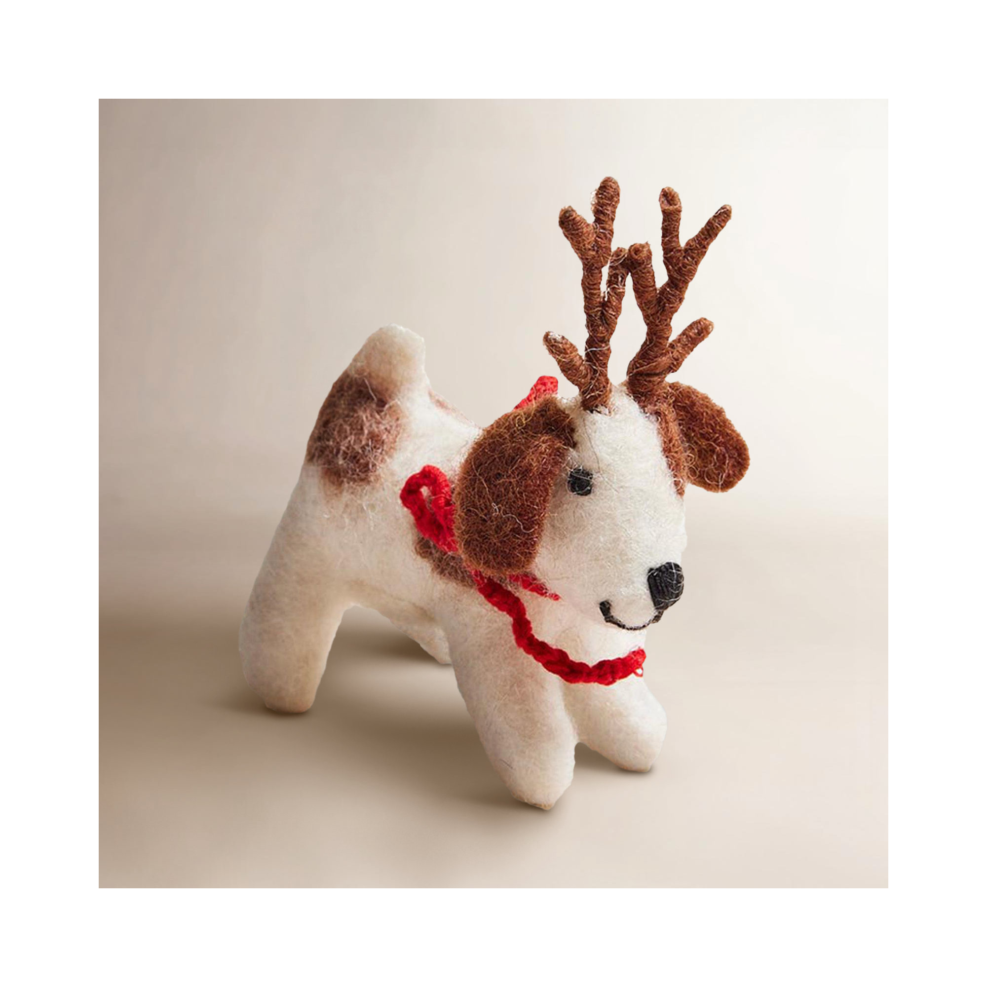 Felted Festive Pup Ornament - Max