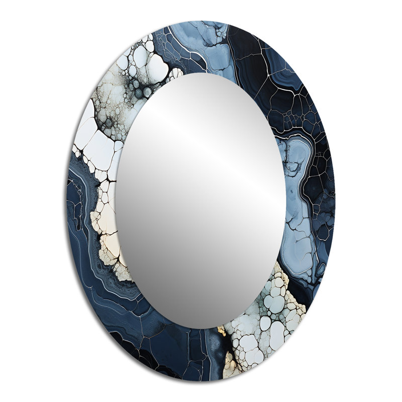 Miroir mural ovale en pierre bleue, H 40 po x l 30 po