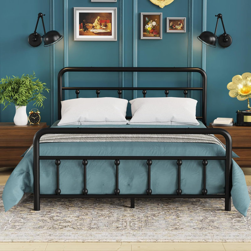 Classic Full Size Metal Platform Bed Frame Mattress Foundation, Heavy Duty, Under Bed Storage, No Box Spring Required, Full