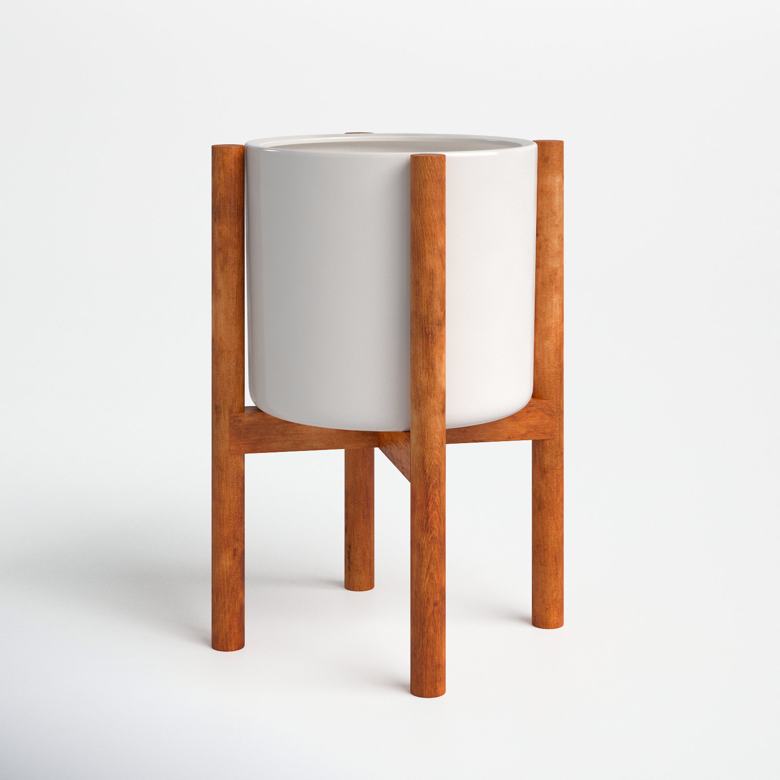 Dominic Pot Planter, White/Walnut