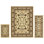 Dodington Modern Floral Scroll Border 3 Piece Indoor Area Rug Set
