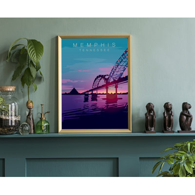 " Memphis Retro Style State Travel Poster "