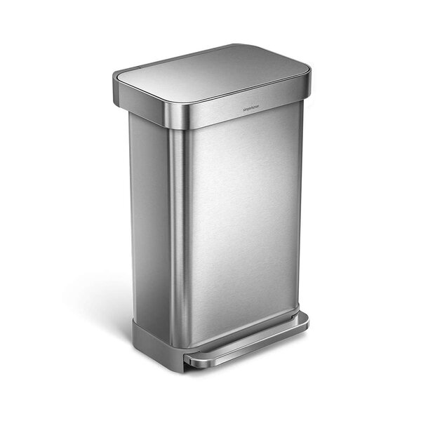 Modern 6.6 Gallon Large Round Kitchen Trash Can in Stainless Steel with  Opening