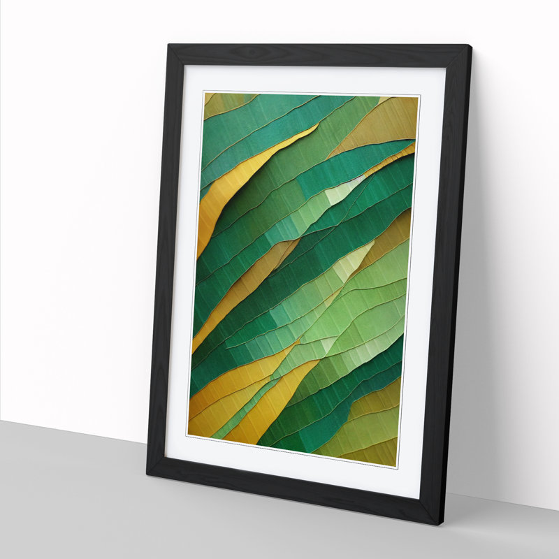 Lenamarie Fern Leaf Patchwork - Single Picture Frame Print, Black, 64cm H x 46cm W x 2cm D
