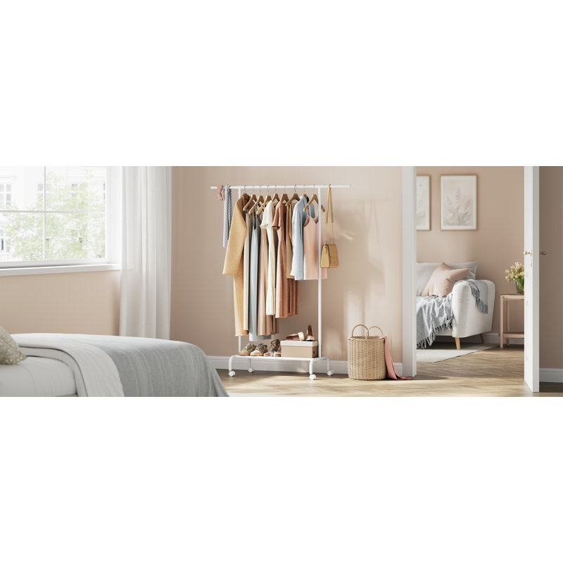 124 cm Rolling Clothes Rack, White