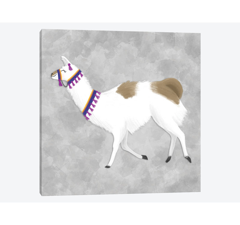« jolie llama iv », impression sur toile tendue, H 48 po x l 48 po x P 1,5 po, Toile tendue, Pas de tapis