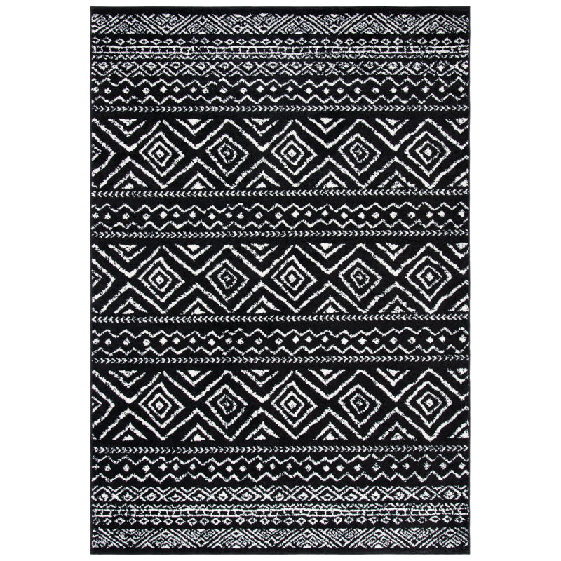 Tapis noir / ivoire Summey Southwestern, Rectangle 5 pi 3 po x 7 pi 6 po