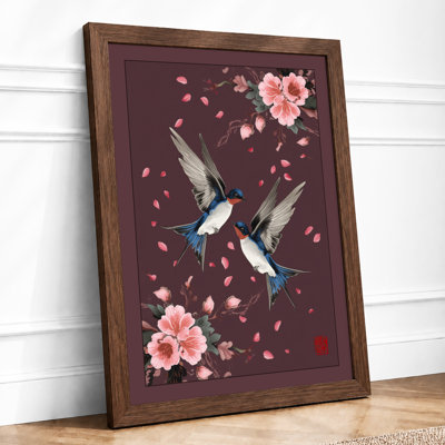Hummingbirds Among Blossoms Botanical - Framed Print