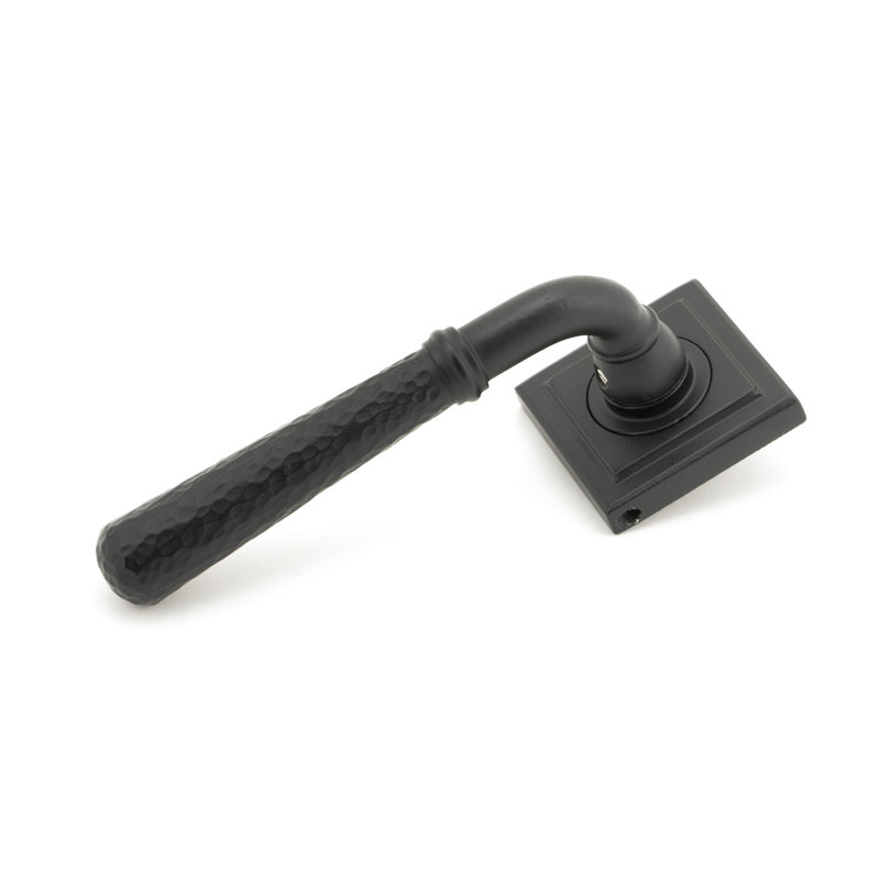 Hammered Newbury Lever on Rose Set (Square), Matt Black