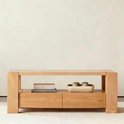 Modern Burlywood Solid Wood Rectangular Coffee Table