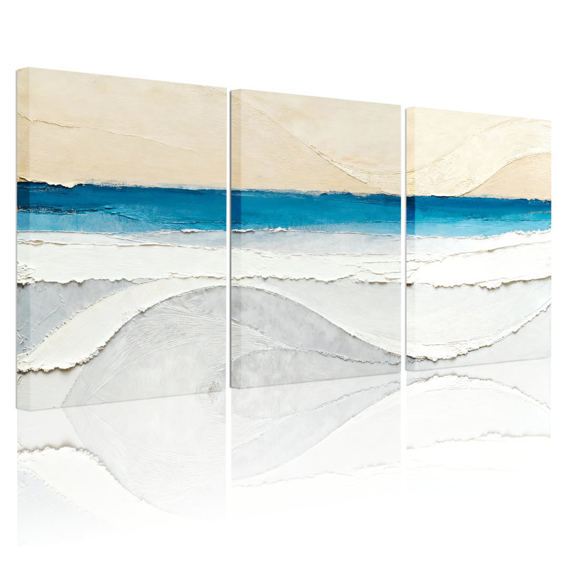 «Abstract Ocean Waves», ensemble de 3 reproductions d'art sur toile tendues, H 18 po x l 36 po