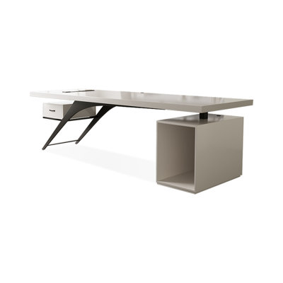 Bureau blanc rectangulaire en bois massif avec 1 tiroir, bureau