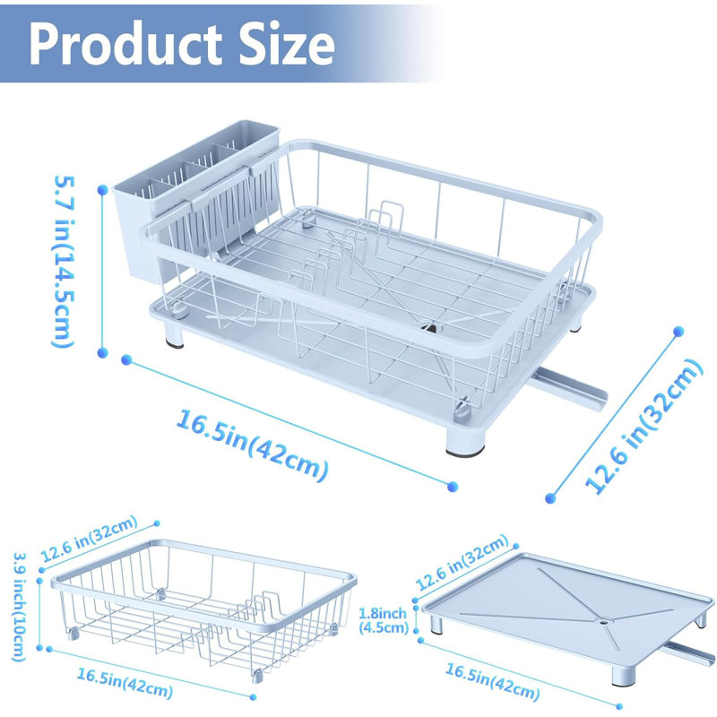 Premium Dish Drying Rack For Kitchen Counter With Utensil Holder, Space-Saving Design, Sturdy Rustproof Construction, Efficient Drainage System, Ideal Gift For Home Chefs