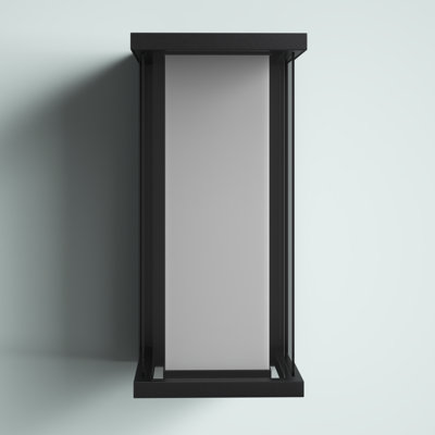 Shackelford 13.3''H LED Black Iron Tempered Glass ETL Outdoor Wall Light with Dusk to Dawn