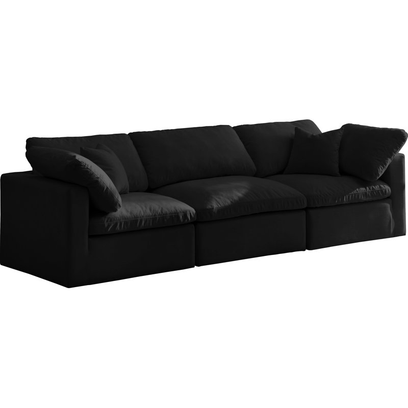 Atis 105'' Velvet Sofa, Black Velvet