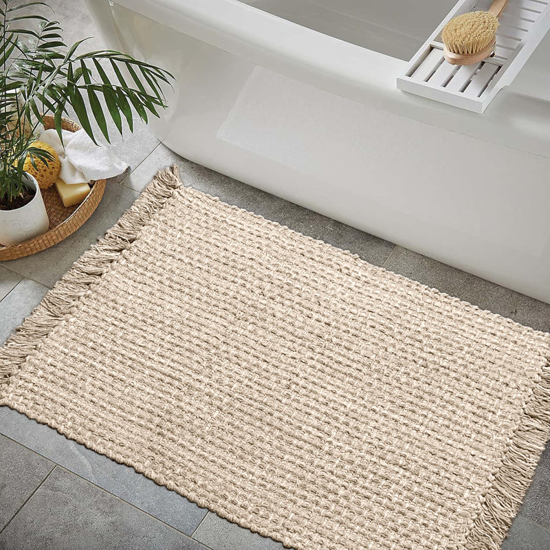Bath Rug, 34" L x 21" W, Beige
