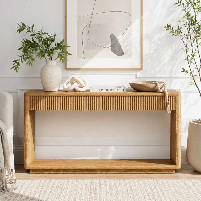 Console à 2 tiroirs Modern, Bois naturel