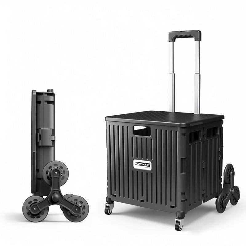 Panier à roulettes pliable Viviendo 65L, noir