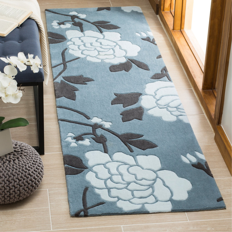Modern Art Hand Tufted Performance Floral Rug, Rectangle 8' x 10'