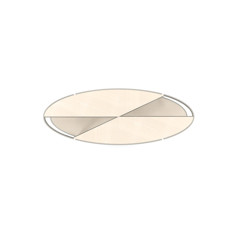 Beige and Silver Oval Wood and Metal Coffee Table