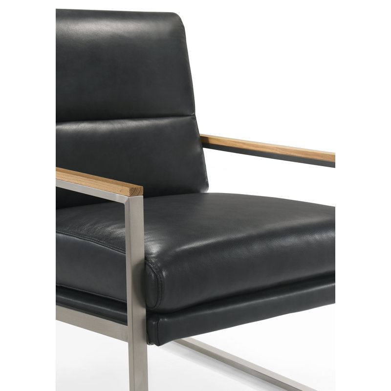 Fauteuil en cuir G 24,6 po Alexandro, Cuir véritable noir