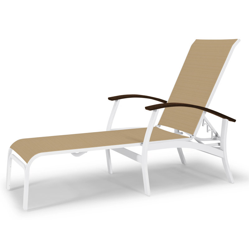 Askar Outdoor Rust-Resistant Metal Chaise Lounge, Alloy Sunbrella®, Gloss White, Kona P10