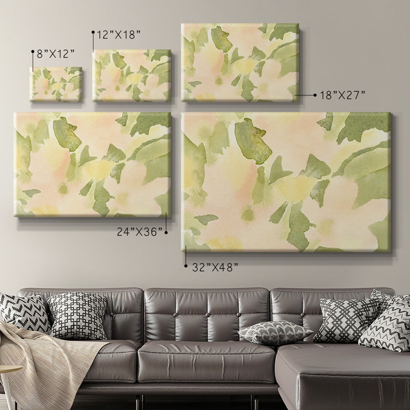 Verdant floral abstrait I, toile tendue avec châssis de qualité supérieure - prête à être accrochée, H 12 po x l 18 po