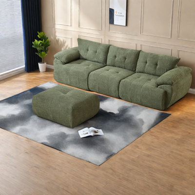 Canapés modulaires à compression de 115 pouces, 3 places en chenille, salon moderne
