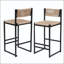Tabouret de bar en papier tissé - Structure en métal noir avec siège tissé miel