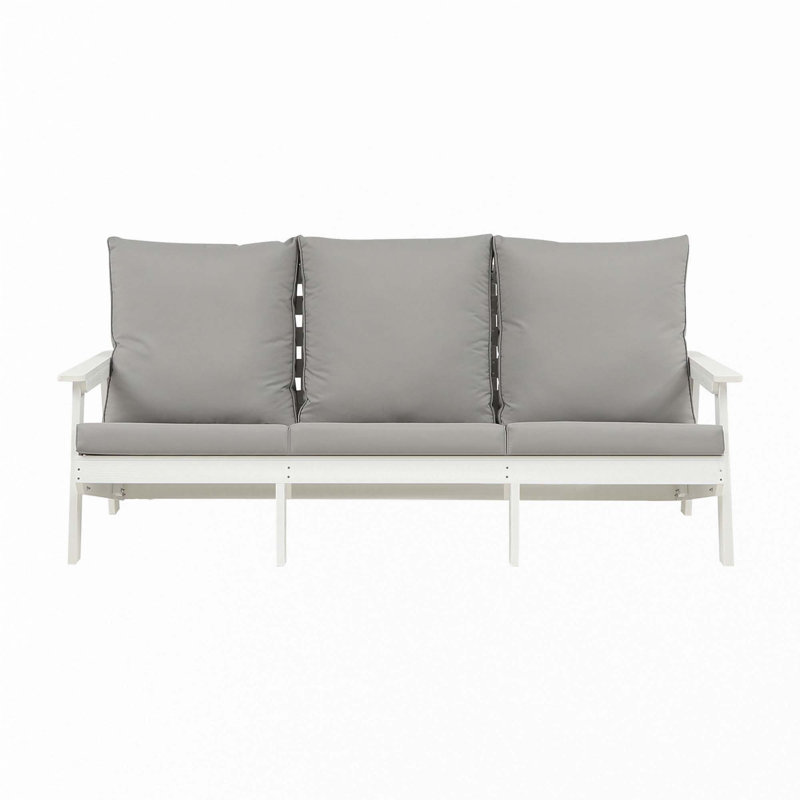 Canapé 3 places avec coussin, Coussin gris / cadre blanc