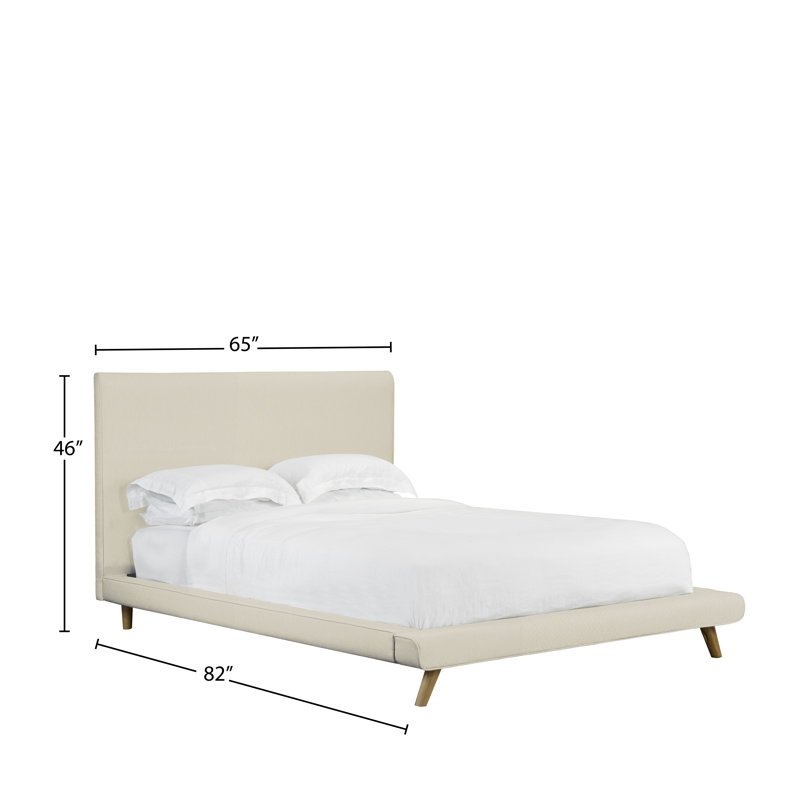 Lit plateforme en tissu d’ameublement, Ivoire, Double