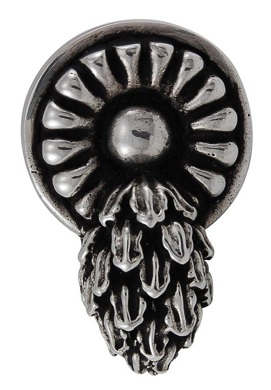 Poignée fantaisie Sforza 1,25 po, Argent antique, H 1,875 po x l 1,25 po x P 1,25 po