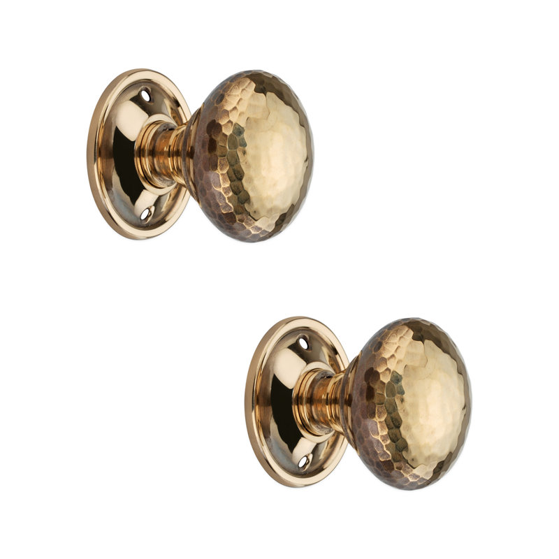 Hammered Mushroom Rim/Mortice Door Knob Aged Brass