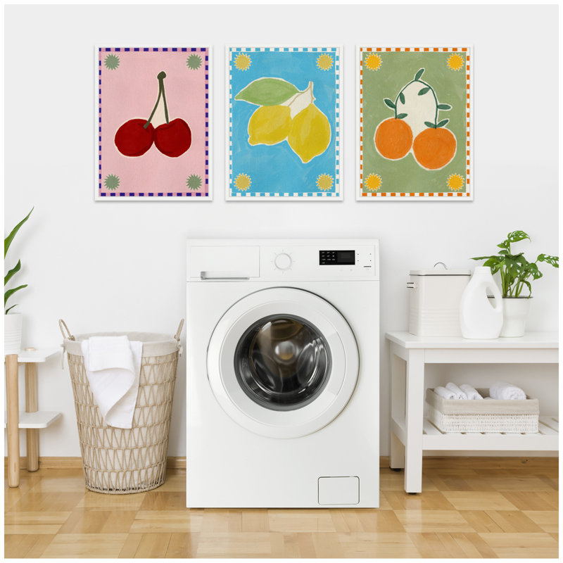 Ensemble d'art mural sur toile encadré «Lush Duo 1 Cherry Lemon and Orange» par Shatha Al Dafai